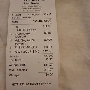 Todays  receipt..january 14th