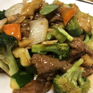 Beef and vegetables plus white rice