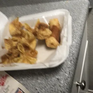 a tray of fried food
