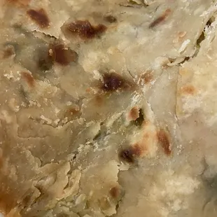 Thick green onion pancake. Good and chewy