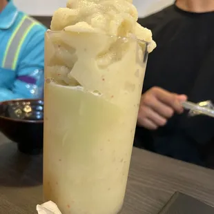 Melon and mixed fruit smoothie.  We all agreed, just melon, would be yummier.