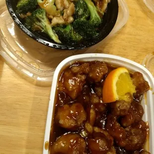 Orange chicken and broccoli chicken
