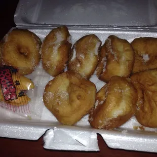 Fried Donuts (fortune cookie shown for scale)