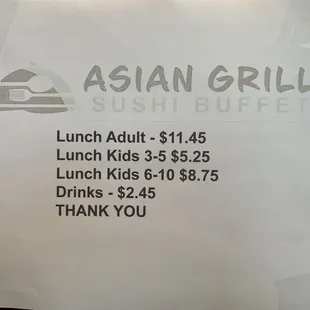 Lunch Price