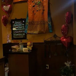 asian food and decorations