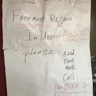 Odd list of instructions posted outside the front door.  Good luck deciphering them.  You get screamed at if you fail to comply.