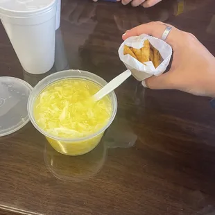 Egg drop soup &amp; crunchies.