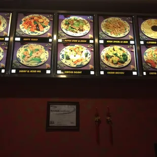 menus on the wall