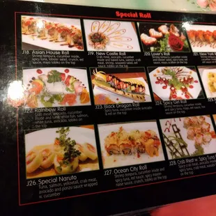 Special roll menu