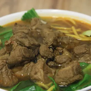 Spicy ribs noodle soup