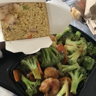 Shrimp with Broccoli And Shrimp Fried Rice