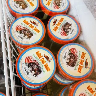 a variety of ice creams in a refrigerator