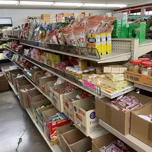 Aisle with dry ingredients (corn flour, Thai spices, etc)