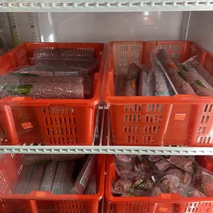 a variety of packaged meats
