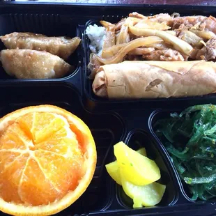Lemongrass chicken Bento box (threw in bonus egg roll). 8