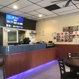 the counter and seating area