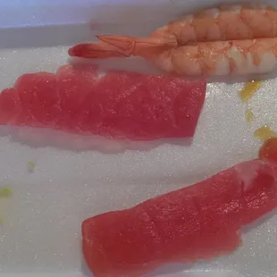 The tuna was dry and hacked rather than sliced and the shrimp looked like it hadn't been deveined.