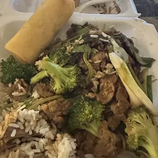 Magaloian Beef with Broccoli and 1. Spring Roll