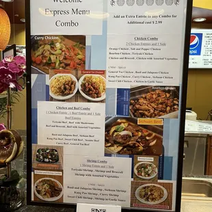 Menu board with combos