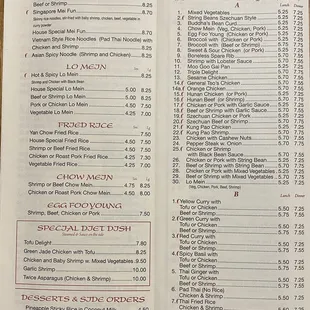 menu