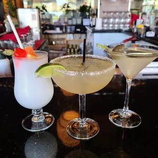 Pina Colada, Margarita, and Martini