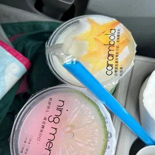 Jasmine Green Tea with Bubble Strawberry Milk Tea with Bubble