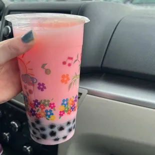 Strawberry Milk Tea with Bubble