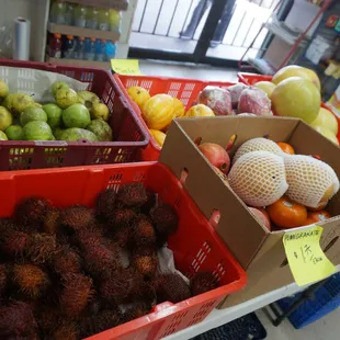 Fresh and yummy fruit from all over Asia! Come by for Asian pears, rambutan, pomelo, lychees, guavas, dragon fruit, and much much more!