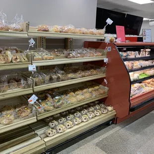 a variety of baked goods on display