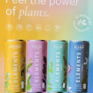 Elements - Plant Based Functional Drinks with Adaptogens. Organic Ingredients. Now Available at Asian Market!