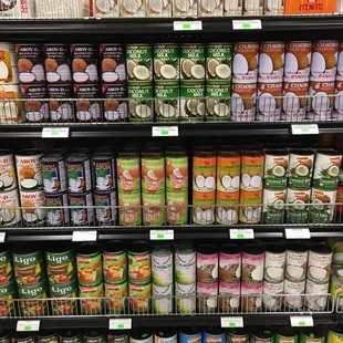 a variety of canned food items