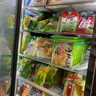 a variety of food items in a refrigerator