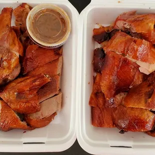 Whole Duck ($29.50), but they split the duck &amp; put it in two containers.