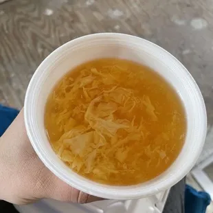 Complimentary egg drop soup (even with to go orders)