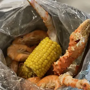 Steam Pot No. 5... corn, potatoes, sausage, shrimp, and King Crab legs!!