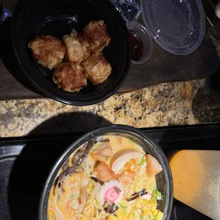 NS7. Chicken Ramen Soup &amp; shrimp shumai