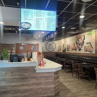 View of counter and dining area