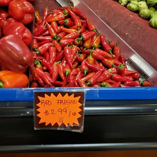 red peppers and brussel sprouts