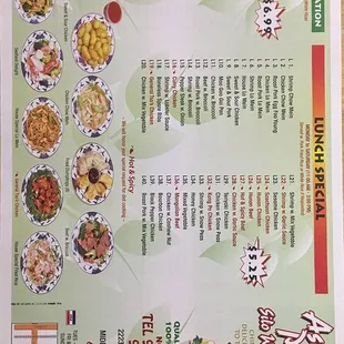 Menu as of 01/2017