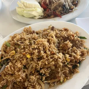 lao papaya salad and thai chili fried rice