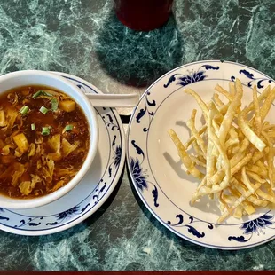 Hot &amp; Sour Soup, served with meal.