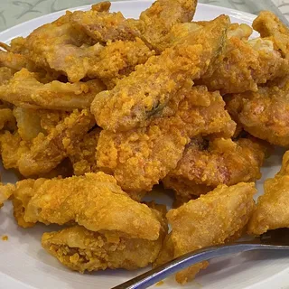 Fried Prawns & Pumpkin with Salted Egg Yolk