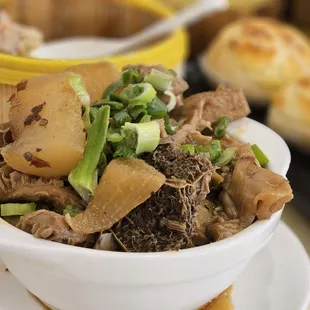 a bowl of beef and vegetables