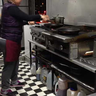 Ashley cooking my bulgogi