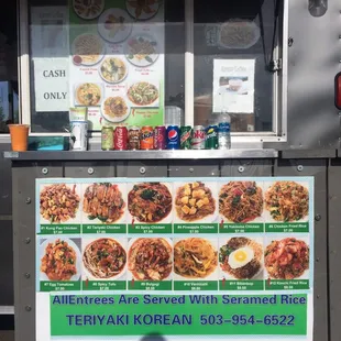 a menu on a food truck