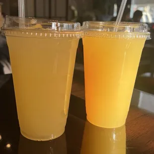 Drinks: Left, Calamansi Juice. Right, Pineapple Juice