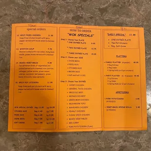 a menu on a table