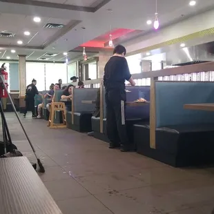 If you Booth seating and it looks like someone dripped a drink all over the floor?