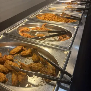 chicken wings and fried chicken, interior