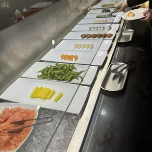 interior, sushi and sashimi